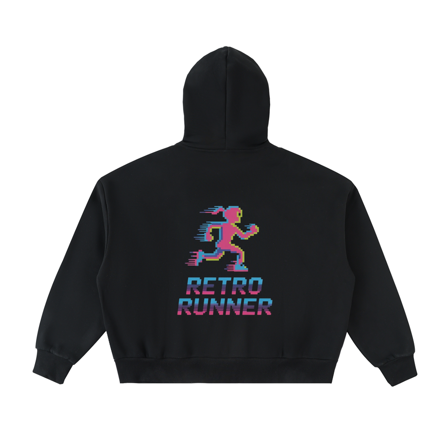 Fleeced Full-Zip Boxy Hoodie