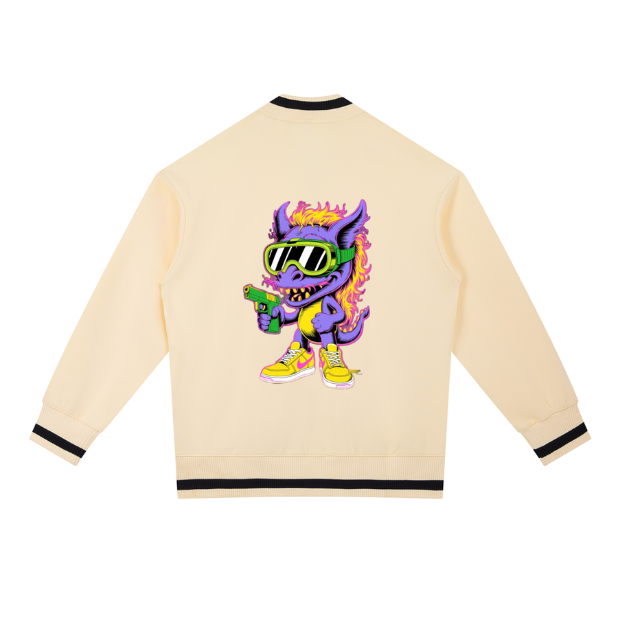 Contrast Piping Zip Bomber Jacket