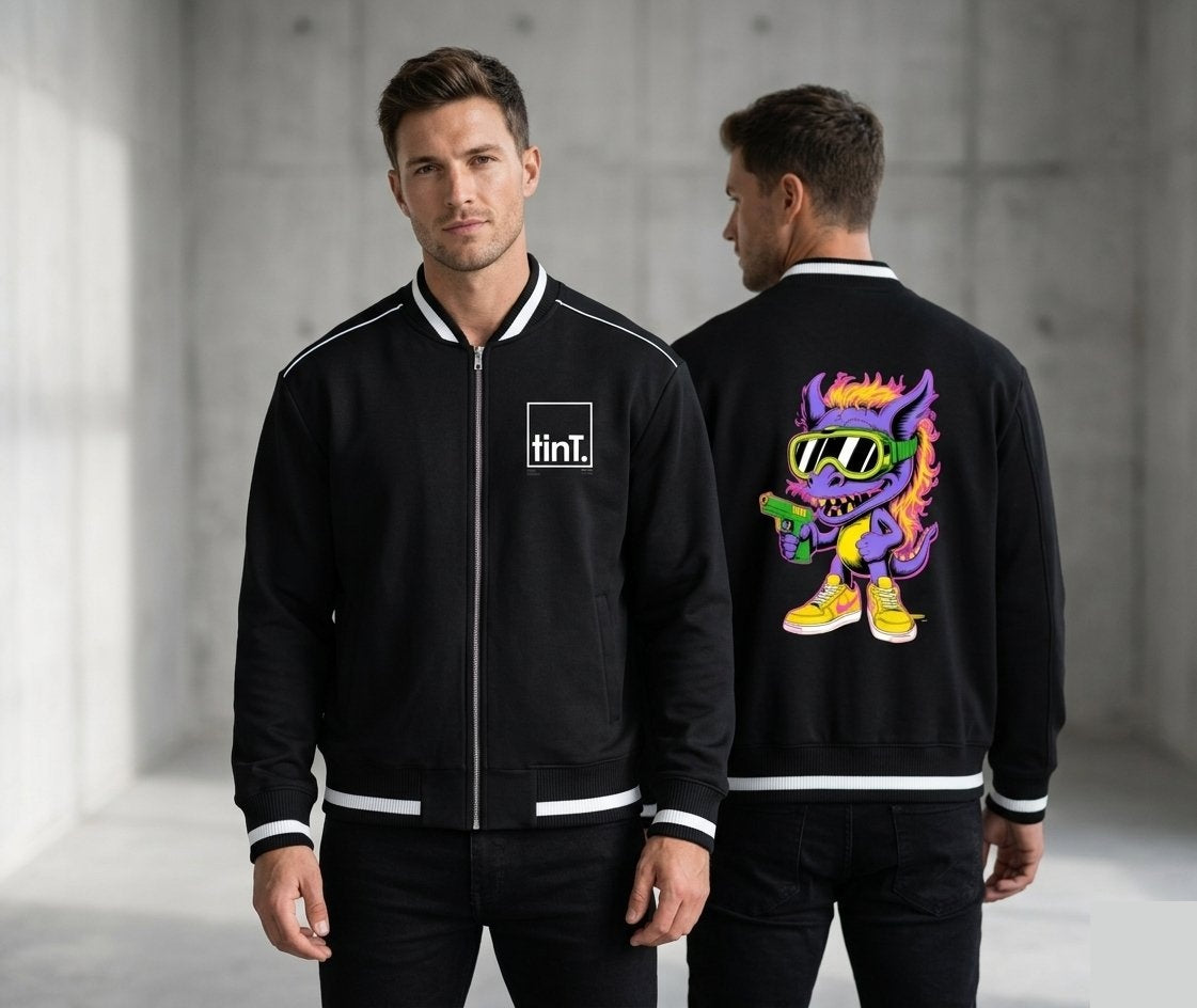 Contrast Piping Zip Bomber Jacket