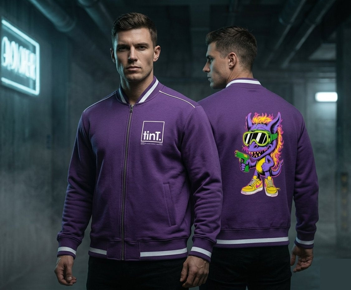 Contrast Piping Zip Bomber Jacket